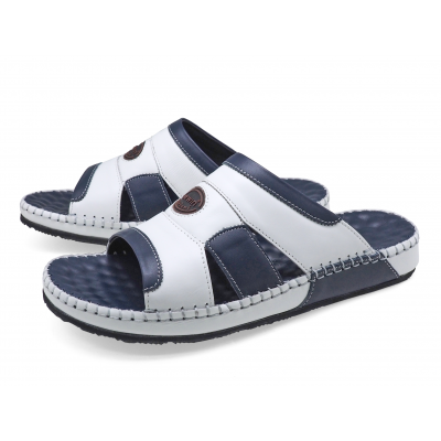 Men Sandals SKC-14 White-Blue Nappa